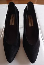 Scarpe Fiorenzo FERRETTI in camoscio nere tacco 7. - n. 35,5 -  Vintage -