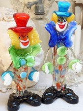 2 FIGURINE CLOWN VETRO DI