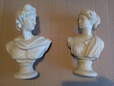 Coppia Statue Busti Mitologici ( Apollo e Diana ) Ceramica Resina
