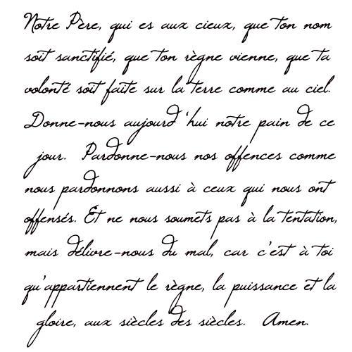Scrittura francese preghiera - scrittura,