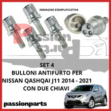 KIT 4 BULLONI ANTIFURTO CERCHI IN LEGA NISSAN QASHQAI J11 DAL 2014 CON 2 CHIAVI