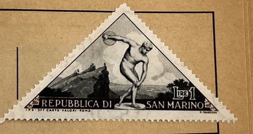 Francobollo san marino lira - marino, 1