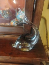 MURANO VETRO PESCE/DELFINO Caffè acqua vetro colorato, vintage, vetro ARTISTICO