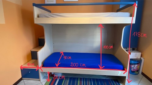 Letto castello legno con - a,