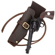Fondina revolver cowboy western in pelle morbida colore caffè marsupio