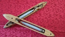 Coppia 2 bobine navetta legno  telaio tessitura - Vintage