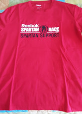 SPARTAN RACE MAGLIA T-SHIRT COTONE MANICA CORTA ROSSA TAGLIA L  VOLUNTEER REEBOK