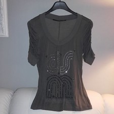 Maglia beige Tortora pailettes maniche a sbuffo zara maglietta t shirt tshirt