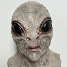 Maschera aliena Halloween realistica lattice maschera intera guanti grigi cosplay festa
