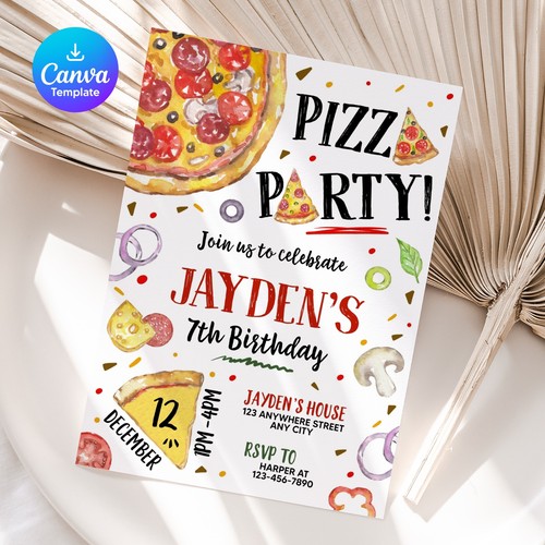 Invito compleanno pizza festa