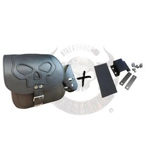 Borsa Swing Sporty Skull Nera + Supporto Compatibile Con Harley Sportster HD