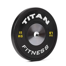 Titan Fitness 15 KG Piastre Paracolpi Singole Elite Competizione, Piastra Olimpica Nera