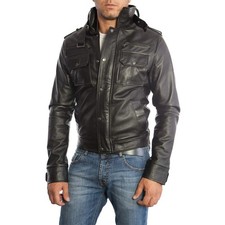 Genuine black leather - black, biker