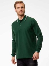 POLO uomo ITALY finiture TRICOLORE cotone piquè colori vari MANICA LUNGA Italia