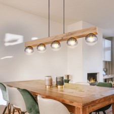 Lampada a Sospensione Lampada Wood Lampada da Soggiorno Vetro Fumé Nero H 120cm