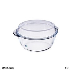 CASSERUOLA PIROFILA CONTENITORE VETRO BOROSILICATO CON COPERCHIO  LT.1 X FORNO