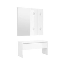 Set cassapanca specchio appendiabiti legno Bianco Lucido