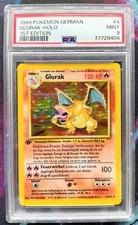 POKEMON 1st First Edition CHARIZARD PSA 9 4/102 Holo BASE SET - German GLURAK