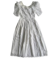 Abito vintage Jessica McClintock Gunne Sax bianco pizzo manica a sbuffo XS Cottagecore