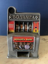 VINTAGE giocattolo a moneta BONANZA BANK SLOT MACHINE WORKING
