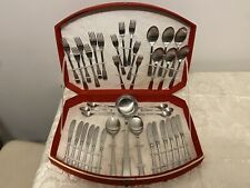 MEPRA STUPENDO SERVIZIO POSATE 39 PEZZI IN ACCIAIO SATINATO VINTAGE MAI USATO