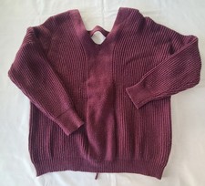 Lovemarks maglione donna taglia small pullover scollo a V bordeaux maglia morbida