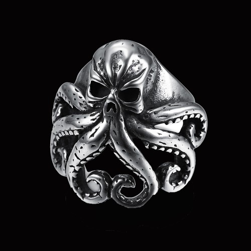 Anello polpo uomo acciaio - anello,