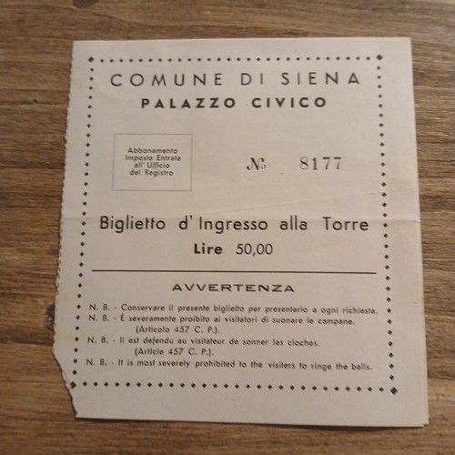 Biglietto ingresso torre - biglietto,