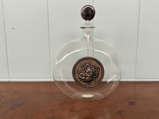 Bottiglia In Vetro Soffiato RAFFAELLI Decanter Con Placca Decorativa Argento 925