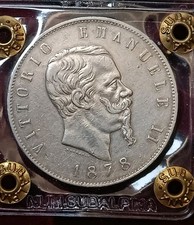 5 Lire 1878 R Periziata BB/SPL Non Comune- Vittorio Emanuele II Regno D'Italia