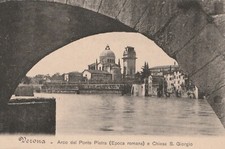 C2 - Cp Cartolina VERONA Arco del Ponte Pietra e Chiesa S. Giorgio - Fp Nvg