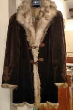 Giaccone velluto marrone sartoriale interno opossum america alamari small/XS