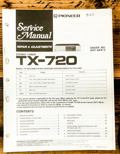 Pioneer 720 sintonizzatore - pioneer, tx-720