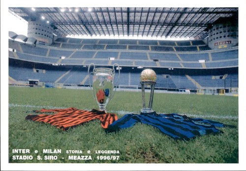 Cartolina inter milan maglie - milan,