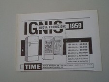 advertising Pubblicità 1959 IGNIS FRIGORIFERI