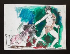 dipinto e collage originale di