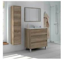 Mobile bagno 80 cm 3 cassettoni con LAVABO, SPECCHIO, COLONNA, PENSILE rovere