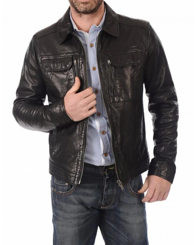 Giacca uomo pelle nera - , vera