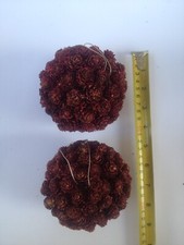 2x Palle Natale Roselline Rosso Metallizzato Diametro 10 cm Addobbi Natalizi