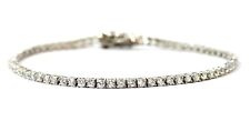 Bracciale tennis 21cm argento puro 925 zirconi bianchi brillanti 2mm 