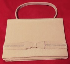 Borsetta elegante rigida beige originale anni '50 vintage con specchietto