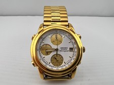 Orologio Vintage Seiko7T32-6F90 Cronografo Sveglia con Data, Mantiene il Tempo--Da Riparare.