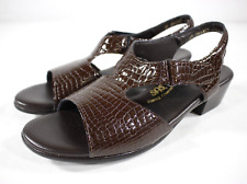 SAS Shoes Women's 10.5 S Suntimer Sandals Patent Leather Lizard Embossed Brown