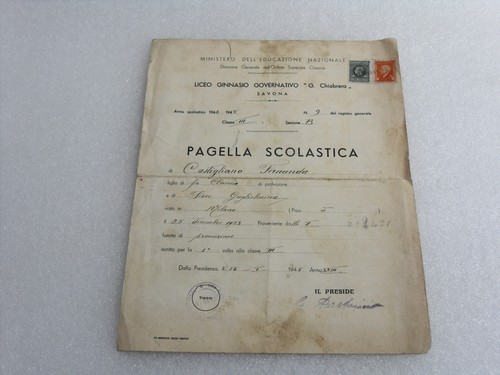 Pagella scolastica 1944 1945