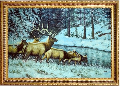 Quadro olio cervo capriolo - quadro,