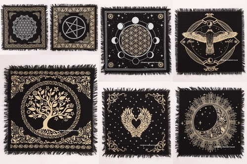 Tessuto altar tarot nero oro - nero,