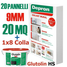 DEPRON PANNELLI ISOLANTI DA 9MM (125 X 80 ) CONFEZIONE DA 20MQ  + 1 GLUTOLIN 8KG
