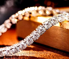 925 Sterling Silver Round Cut Lab Created Diamond Ladies Tennis Bracelet 5.00 Ct