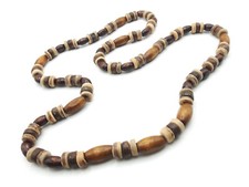 Collana etniche Uomo 60 cm in perline di Cocco e Legno naturale di colori neutri