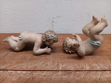 VECCHIA COPPIA STATUINE BIMBI IN BISCUIT ANNI '50 CERAMICA